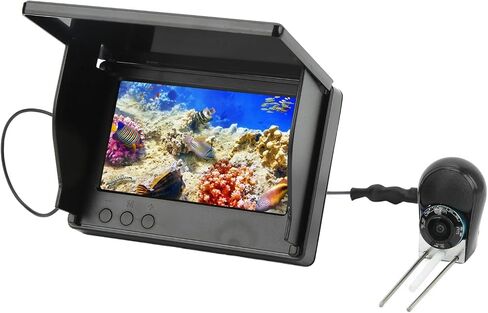 Fishing Camera, 5 Inch HD Display 0.34MP Clear Bright Underwater Fish Finder with Fishing Rod Holder, for Fishing and Underwater Exploration (30m/98.4ft) in Saudi Arabia