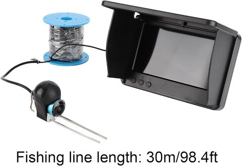 Fishing Camera, 5 Inch HD Display 0.34MP Clear Bright Underwater Fish Finder with Fishing Rod Holder, for Fishing and Underwater Exploration (30m/98.4ft) in Saudi Arabia