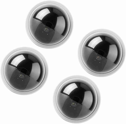 4 قطع كاميرا محاكاة قبة CCTV كاميرا مراقبة وهمية مع ضوء LED وامض (أسود) in Saudi Arabia