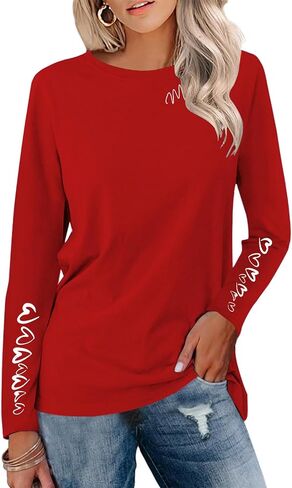 Women's Christmas Shirts Long Sleeve Merry Christmas Tree Shirts for Women Xmas Holiday Party Tees Tops in Saudi Arabia