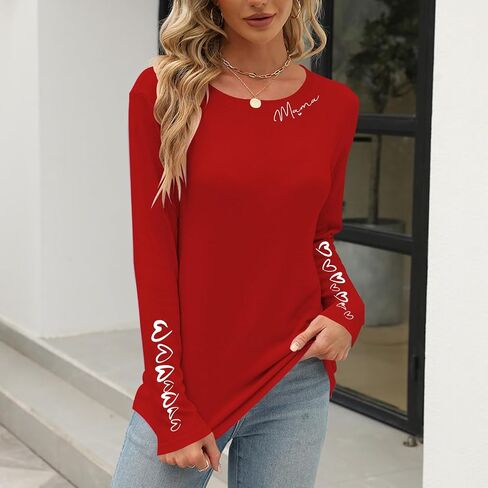 Women's Christmas Shirts Long Sleeve Merry Christmas Tree Shirts for Women Xmas Holiday Party Tees Tops in Saudi Arabia