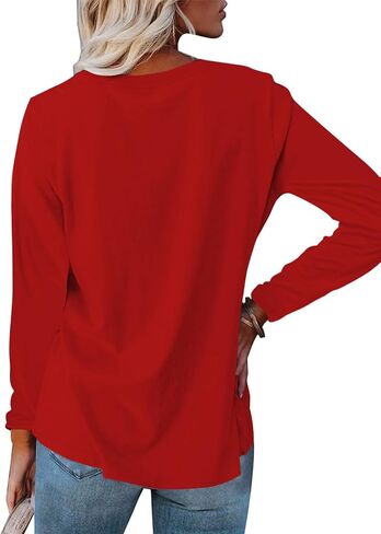 Women's Christmas Shirts Long Sleeve Merry Christmas Tree Shirts for Women Xmas Holiday Party Tees Tops in Saudi Arabia