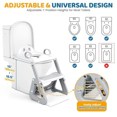 Potty Training Toilet, 2-IN-1 Toddler Potty Training Seats for Kids Baby Infant Boys Girls, Adjustable Potty Seat with ladder, Splash Guard, Anti-Slip Pad and Safety Handle, Blue Yellow in Kuwait