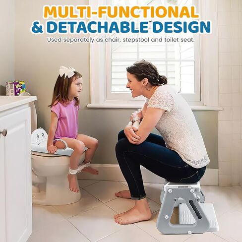 Potty Training Toilet, 2-IN-1 Toddler Potty Training Seats for Kids Baby Infant Boys Girls, Adjustable Potty Seat with ladder, Splash Guard, Anti-Slip Pad and Safety Handle, Blue Yellow in Kuwait