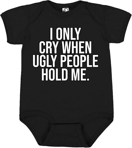 Shark & Hammer I Only Cry When Ugly People Hold Me Pop Culture Baby Creeper Boys Girls Infant Bodysuit in Saudi Arabia