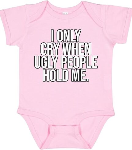 Shark & Hammer I Only Cry When Ugly People Hold Me Pop Culture Baby Creeper Boys Girls Infant Bodysuit in Saudi Arabia