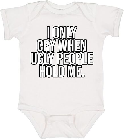 Shark & Hammer I Only Cry When Ugly People Hold Me Pop Culture Baby Creeper Boys Girls Infant Bodysuit in Saudi Arabia