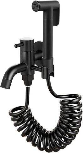 Sprayer Brass HandheldSprayer for Toilet Black Baby Cloth Diaper Sprayer PortableFaucet withHose for Feminine Wash, Pet Washing, Easy to Install in Kuwait