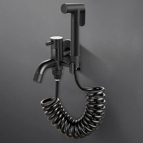 Sprayer Brass HandheldSprayer for Toilet Black Baby Cloth Diaper Sprayer PortableFaucet withHose for Feminine Wash, Pet Washing, Easy to Install in Kuwait