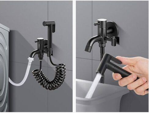 Sprayer Brass HandheldSprayer for Toilet Black Baby Cloth Diaper Sprayer PortableFaucet withHose for Feminine Wash, Pet Washing, Easy to Install in Kuwait