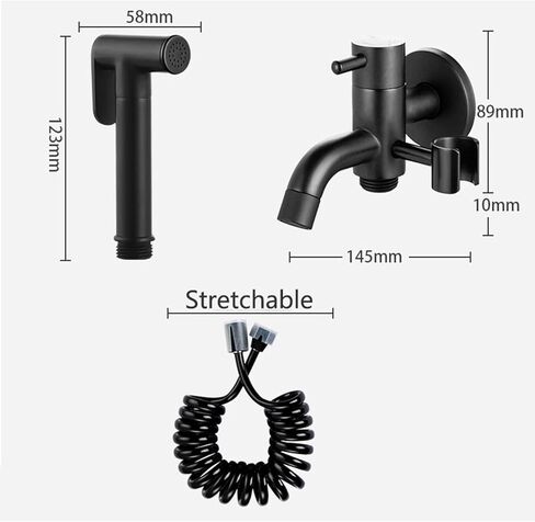 Sprayer Brass HandheldSprayer for Toilet Black Baby Cloth Diaper Sprayer PortableFaucet withHose for Feminine Wash, Pet Washing, Easy to Install in Kuwait