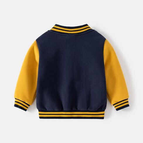 Irsutey Baby Boy Girls Varsity Jacket Contrast Color Baseball Jacket Kid Mock Neck Full Zip Up Fall Warm Outwear Coat in Saudi Arabia