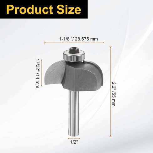 HARFINGTON Cove Router Bit 1/4" Shank 1-1/8" Dia 17/32" Cutting Height Radius Raised Panel Bit Edge Forming for DIY Woodworking, Silver in Saudi Arabia