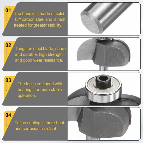 HARFINGTON Cove Router Bit 1/4" Shank 1-1/8" Dia 17/32" Cutting Height Radius Raised Panel Bit Edge Forming for DIY Woodworking, Silver in Saudi Arabia
