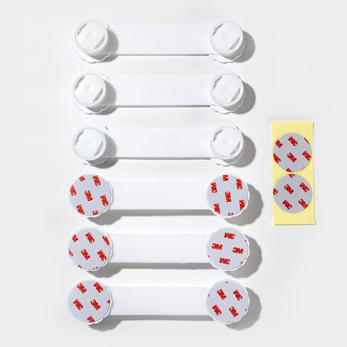 Child Safety Cabinet Locks – 6-Pack Double Button Drawer Latches, Easy & No-Residue Removal, Exclusive Technology – Baby Proofing for Drawers & Cabinets in Saudi Arabia