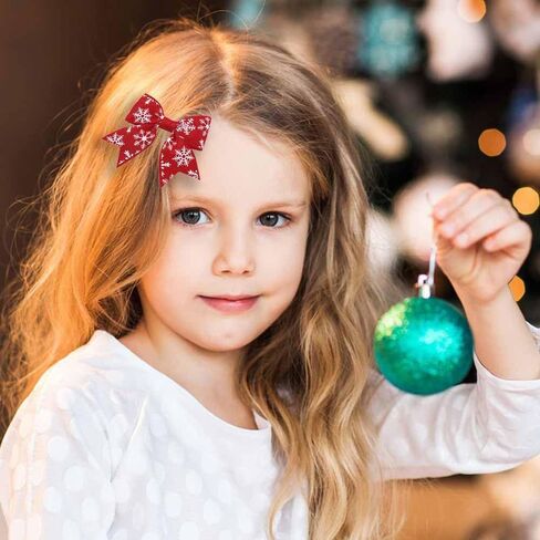 2 حزمة عيد الميلاد مقاطع الشعر القوس الأحمر الأخضر مقاطع الأقواس الصغيرة لطيف سانتا قزم ندفة الثلج تصميم Grosgrain Bowknot مشبك الشعر دبوس الشعر مع مقطع التمساح لطفلة طفل عيد الميلاد اكسسوارات الشعر in Kuwait