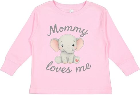 تي شيرت Inktastic Mommy Loves Me Cute Elephant بأكمام طويلة للأطفال الصغار in Kuwait