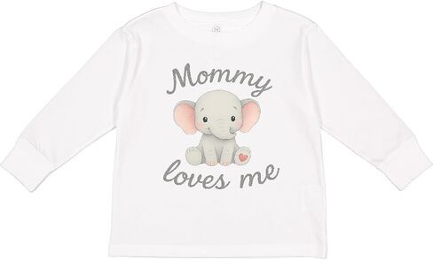 تي شيرت Inktastic Mommy Loves Me Cute Elephant بأكمام طويلة للأطفال الصغار in Saudi Arabia