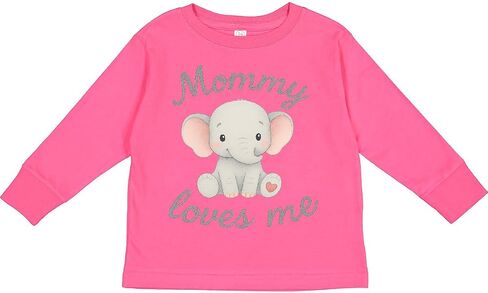 تي شيرت Inktastic Mommy Loves Me Cute Elephant بأكمام طويلة للأطفال الصغار in Kuwait