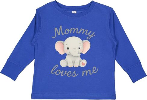 تي شيرت Inktastic Mommy Loves Me Cute Elephant بأكمام طويلة للأطفال الصغار in Kuwait