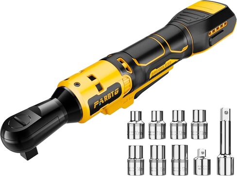 3/8 Inch Cordless Ratchet Wrench Compatible with DeWalt 20V Max Battery, 74Ft-Lbs (100N.m) High Torque, Brushless Motor, 0-400RPM Variable Speed, 7 Sockets, 3/8" to 1/2" Adapter, 3" Extension Bar in Saudi Arabia