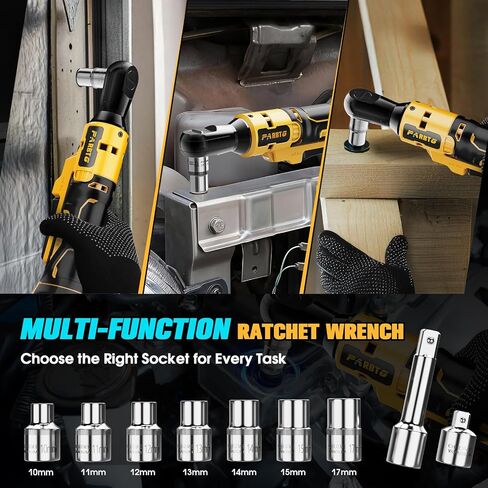 3/8 Inch Cordless Ratchet Wrench Compatible with DeWalt 20V Max Battery, 74Ft-Lbs (100N.m) High Torque, Brushless Motor, 0-400RPM Variable Speed, 7 Sockets, 3/8" to 1/2" Adapter, 3" Extension Bar in Saudi Arabia