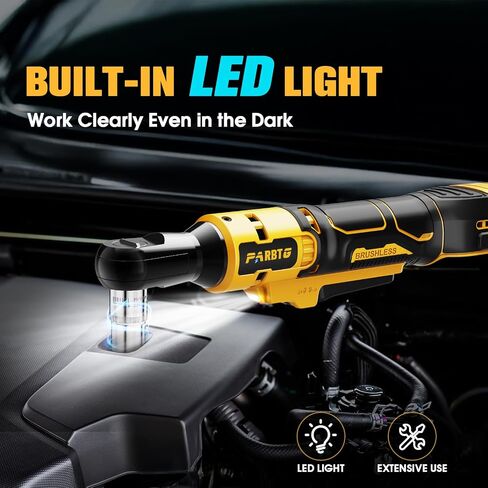 3/8 Inch Cordless Ratchet Wrench Compatible with DeWalt 20V Max Battery, 74Ft-Lbs (100N.m) High Torque, Brushless Motor, 0-400RPM Variable Speed, 7 Sockets, 3/8" to 1/2" Adapter, 3" Extension Bar in Saudi Arabia