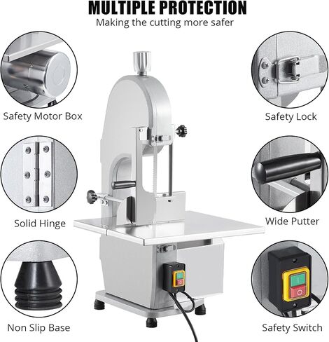 110V/60Hz 1100w Meat Band Saw, Workbench 19.3“ x 15"Meat Bandsaw, 0.16-7.09" Cutting Thickness Electric Meat Cutter Machine, Bone Saw with 5 x 1650Mm Blades for Fish,Chicken,Beef,Ribs and Pork in Saudi Arabia