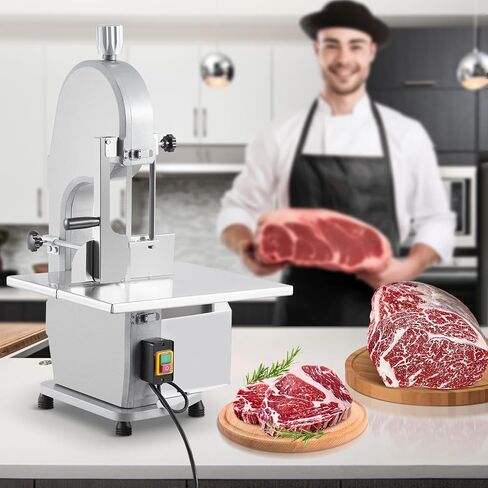 110V/60Hz 1100w Meat Band Saw, Workbench 19.3“ x 15"Meat Bandsaw, 0.16-7.09" Cutting Thickness Electric Meat Cutter Machine, Bone Saw with 5 x 1650Mm Blades for Fish,Chicken,Beef,Ribs and Pork in Saudi Arabia