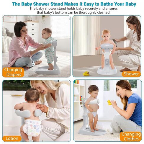 حامل استحمام للأطفال، حامل حمام أطفال قابل للتعديل والطي مع قاعدة مضادة للانزلاق، سيليكون مضاد للقرص، دعامة استحمام للأطفال (6-36 شهرًا)، حامل استحمام محمول للأطفال الصغار| دعم لبانييرا دي بيبي in Kuwait