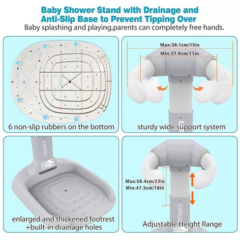 حامل استحمام للأطفال، حامل حمام أطفال قابل للتعديل والطي مع قاعدة مضادة للانزلاق، سيليكون مضاد للقرص، دعامة استحمام للأطفال (6-36 شهرًا)، حامل استحمام محمول للأطفال الصغار| دعم لبانييرا دي بيبي in Kuwait