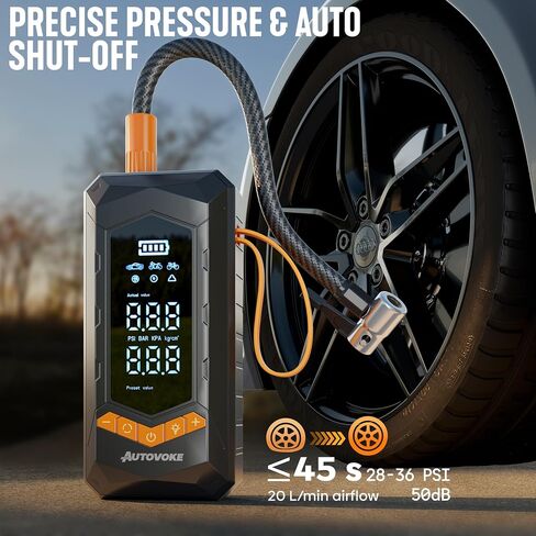 Tire Inflator Portable Air Compressor – 8X Faster 150PSI Cordless Air Pump for Car Tires, Digital Pressure Gauge – Battery Powered Heavy-Duty Compressor for Car, Bike, Motorcycle & Ball in Saudi Arabia