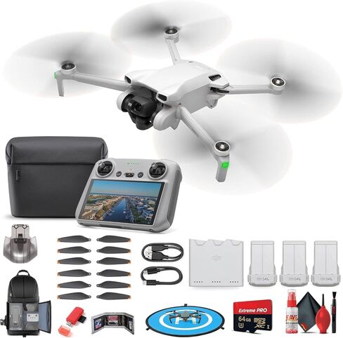 DJI Mini 3 مع جهاز التحكم عن بعد DJI RC (Fly More Combo) (CP.MA.00000613.01) كاميرا كوادكوبتر خفيفة الوزن وقابلة للطي بدقة 4K + بطاقة Extreme Pro سعة 64 جيجابايت + حقيبة ظهر + وسادة هبوط + قارئ بطاقات + المزيد in Saudi Arabia