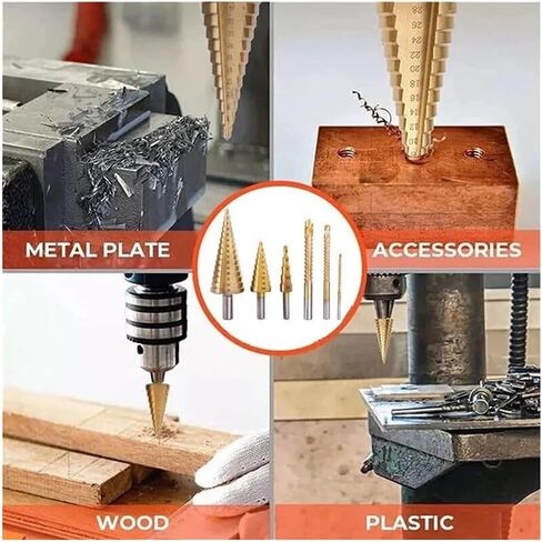 Step Drill Bit Set,Countersink Metal Drill Bit Set for Steel Drill Attachments, 6-Piece Titanium-Coated Drill bit Set (4-20/4-12/3-12mm, 3/6/8mm) for Masonry Concrete Brocas Metal Wood in Saudi Arabia