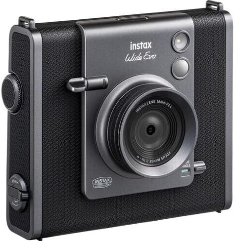 مجموعة كاميرا Fujifilm Instax Wide Evo Hybrid للأفلام الفورية + فيلم Fujifilm Wide Film (20 ورقة)، بطاقة SanDisk microSD سعة 32 جيجابايت، قارئ بطاقات، ألبوم وإطارات، كابل USB-C، قابس حائط وقماش BluebirdSales in Saudi Arabia