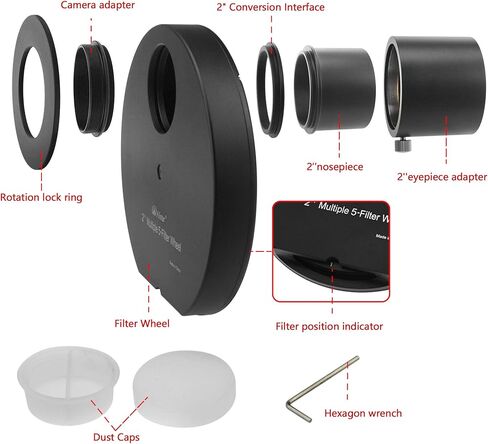 Alstar 2 inch ED 2X Barlow Lens - Bundle with - 2" Multiple 5-Position Filter Wheel in Saudi Arabia