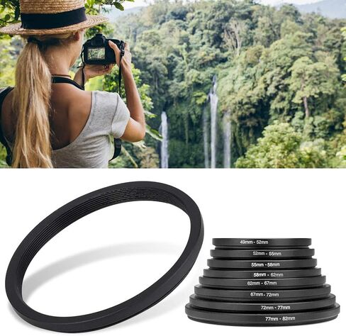 8 Pieces Step Up Ring Filter Adapter Set, Camera Lens Filter Metal Stepping Rings Kit, Total 49mm to 82mm, Compatible with DSLR Cameras Lens in Saudi Arabia