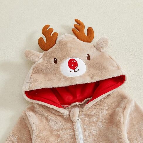 Newborn Christmas Outfit Baby Boy Girl Reindeer Romper Long Sleeve Hoodie One Piece Jumpsuit Fall Winter Clothes in Kuwait