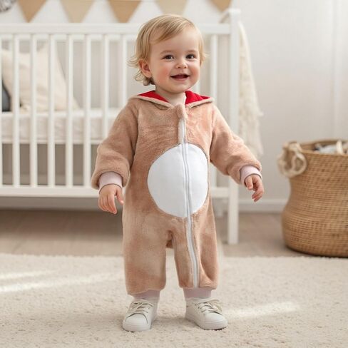 Newborn Christmas Outfit Baby Boy Girl Reindeer Romper Long Sleeve Hoodie One Piece Jumpsuit Fall Winter Clothes in Kuwait