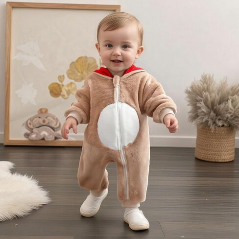 Newborn Christmas Outfit Baby Boy Girl Reindeer Romper Long Sleeve Hoodie One Piece Jumpsuit Fall Winter Clothes in Kuwait