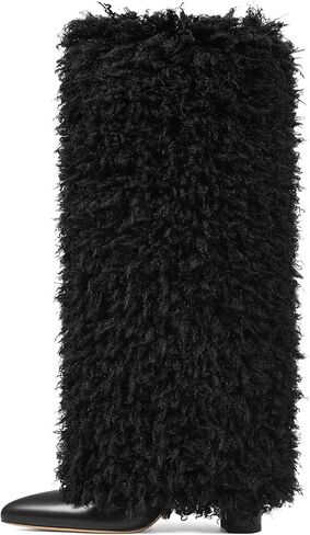 Uacllcau Women Fur Knee High Boots Wide Calf Fold Over Tall Long Boots in Saudi Arabia