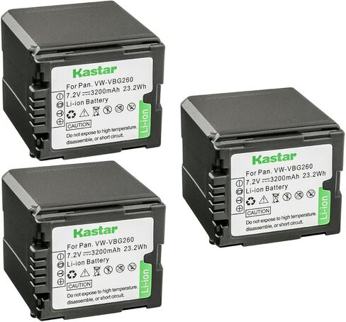 Kastar 1-Pack VW-VBG260 استبدال بطارية باناسونيك SDR-H79، SDR-H79K، SDR-H79P، SDR-H80، SDR-H80A، SDR-H80K، SDR-H80P، SDR-H80PC، SDR-H80R، SDR-H80S، SDR-H90، SDR-H90K، كاميرا SDR-H90 in Saudi Arabia