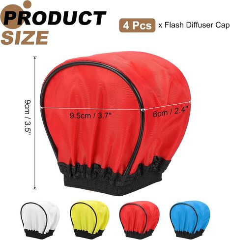 PATIKIL 3.5" x 2.4" Soft Mini Flash Diffuser Cap, 4 Pack Universal Elastic Flash Diffuser Cover for DSLR Camera Flashlight, White, Yellow, Red, Blue in Saudi Arabia