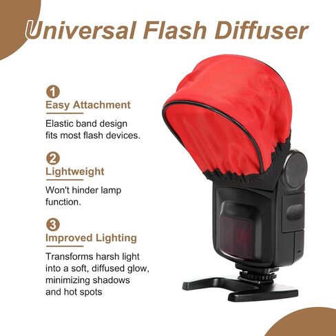 PATIKIL 3.5" x 2.4" Soft Mini Flash Diffuser Cap, 4 Pack Universal Elastic Flash Diffuser Cover for DSLR Camera Flashlight, White, Yellow, Red, Blue in Saudi Arabia