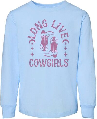 Pink Long Live Cowgirls Toddler Kids Long Sleeve T-Shirt in Saudi Arabia