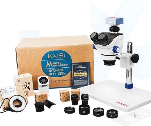 KAISI TX-350e Trinocular Stereo Microscope Set 1080P 4K HDMI Video Camera 3.5X-100X Zoom Simul Focal Trinocular Microscope(Package 2) in Saudi Arabia