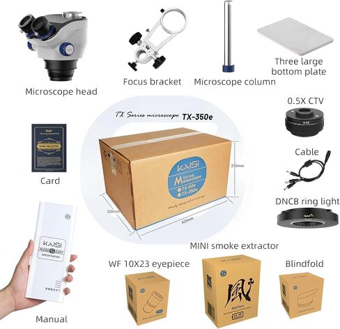 KAISI TX-350e Trinocular Stereo Microscope Set 1080P 4K HDMI Video Camera 3.5X-100X Zoom Simul Focal Trinocular Microscope(Package 2) in Saudi Arabia