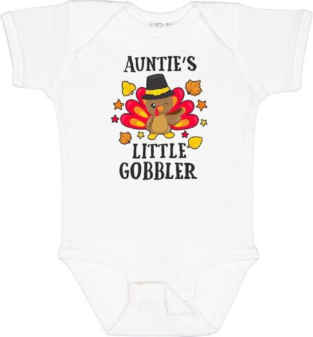 بدلة الأطفال Inktastic Auntie's Little Gobbler مع الديك الرومي وأوراق الشجر in Kuwait