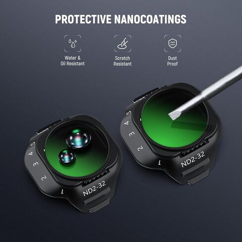 NEEWER Variable ND Filter Set Compatible with DJI Mini 5 Pro Drone Camera (ND2-32 + ND64-512), Snap On Adjustable Neutral Density Multicoated Optical Glass Lens Filter Photography Accessories, 2 Pack in Saudi Arabia