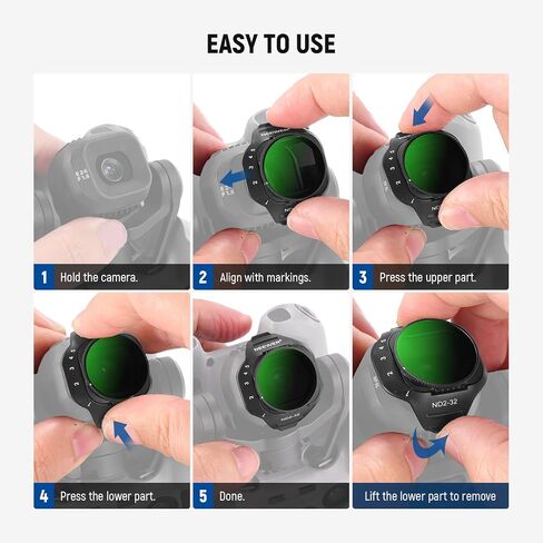 NEEWER Variable ND Filter Set Compatible with DJI Mini 5 Pro Drone Camera (ND2-32 + ND64-512), Snap On Adjustable Neutral Density Multicoated Optical Glass Lens Filter Photography Accessories, 2 Pack in Saudi Arabia